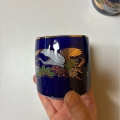 湯呑み　９客セット　鶴　青の画像