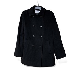 自由区 Pコート アンゴラ混 ショート丈 ブラック 38サイズ M相当の画像