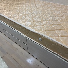 シングルベッド　白　収納付き　マットレスセットの画像