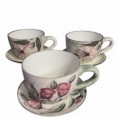 【イタリア調度品🇮🇹】カップ&ソーサー型☕️花器×３鉢の画像