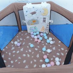 ベビー・子供用品買取販売キッズモール湘南/綺麗/日本育児ポータブルベビーサークル/折りたたみ/５カ月~３歳半頃/ボール付きの画像
