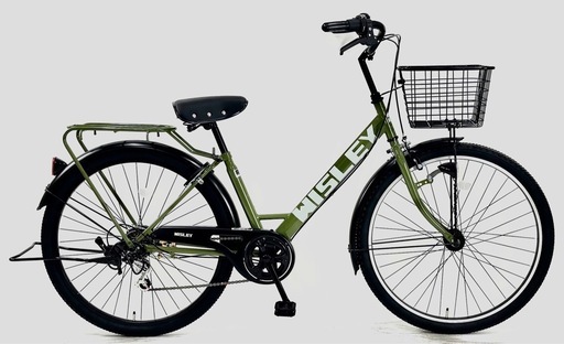 普段使い未使用27.5インチシティサイクル6段変速オートライトオリーブ