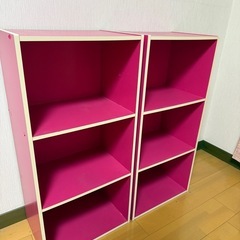 カラーボックス　ピンク3段2個セットの画像