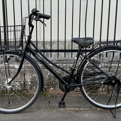 ＜整備済・美品車＞シティサイクル・27インチ自転車・外装6段変速 LEDオートライト・ブラック 鍵付きの画像