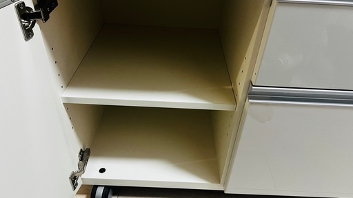 パモウナ食器棚ホワイト収納キャビネット キャスター付き 4引き出し