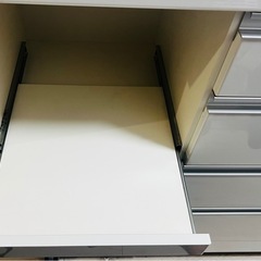 パモウナ　食器棚　ホワイト収納キャビネット キャスター付き 4引き出しの画像