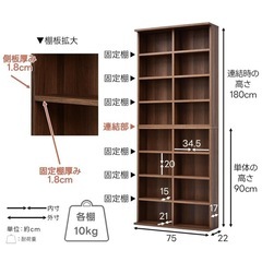 ワイエムワールド 本棚 幅75 奥行22 高さ180 スリム 大容量 薄型 収納棚 木製 ホワイト 00-248の画像