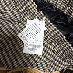 ★レイカズン　ロングスカート　新品　春夏秋向け　裏地アリ　ウエストゴム　フリーサイズ　ベージュ×黒　ギンガム柄★の画像