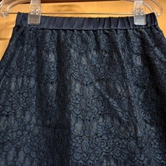 ネイビー レース ひざ丈スカートの画像