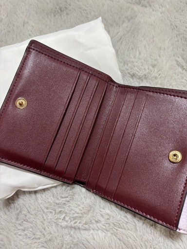 COACH コーチ パープル 二つ折り財布 袋付き