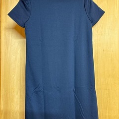 index ワンピース ネイビー 半袖 ビジュー装飾 ストレッチ ミディ丈 Mの画像