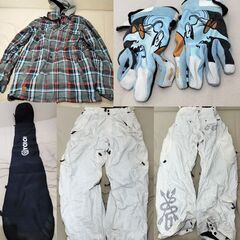 スノーボードセット（板、ビンディング、ブーツ、カバー、ケース、ゴーグル、ウェア、その他）の画像