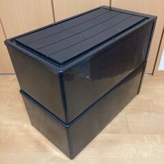 衣装ケース 2個セット 幅39×奥行74cm 収納ケース ロングチェスト 引き出し式 クローゼット押入れ収納 ワイド 積み重ね 収納家具 シンプルデザインの画像