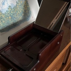 鏡付き　木製裁縫箱 アンティークの画像