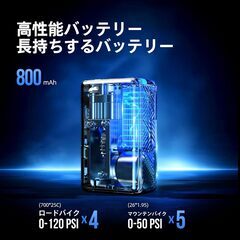 CYCLAMI　電動空気入れ　AM６　仏式 米式 バルブ対応　空気入れホース付　充電式の画像