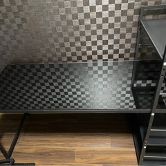 LOWYA  デスク 幅140 ガラス天板 約26kg ブラック の画像