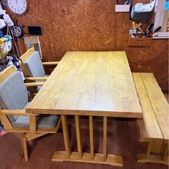K1704   ダイニングセット テーブル 回転チェア ベンチの画像