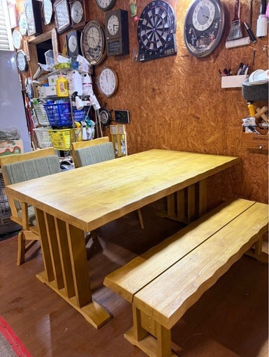 K1704   ダイニングセット テーブル 回転チェア ベンチ