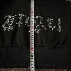 ショート丈 パーカー　ラインストーン スウェットパーカーの画像