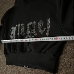 ショート丈 パーカー　ラインストーン スウェットパーカーの画像