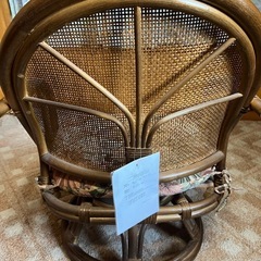 ラタン 籐 360°回転　アームチェア 座椅子 クッションの画像