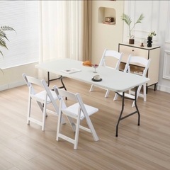 【新品未使用】BOOSDEN アウトドア テーブル 折りたたみ 180x74x75cm 作業テーブル 大きめ 机 組立不要 ダイニングテーブル 持ち運び 食卓 リビング 室内/屋外 イベント 作業台 ホワイトの画像