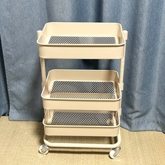 高さ調節ができるスチールワゴン トロリ4 コンパクト ニトリの画像