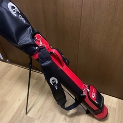 cyulaスタンドゴルフバッグ 黒/赤の画像