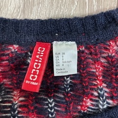 幾何学模様 ネイビー ニットセーターの画像