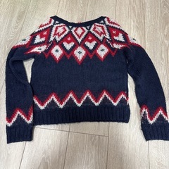 幾何学模様 ネイビー ニットセーターの画像