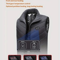 新品未使用 電熱ベスト ヒーターベスト ヒーター15枚内蔵ベスト 加熱ベスト ヒーター15枚内蔵 電熱ジャケット 前後独立温度設定の画像