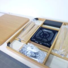 19-6　未使用/新品　こたつ テーブル 正方形 600W ハロゲンヒーター 手元コントローラー 継ぎ脚 コード収納ボックスの画像