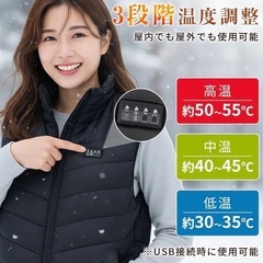 新品未使用 電熱ベスト【26箇所発熱・4区独立制御】ヒーターベスト DC/USB給電 3段階温度調整 急速発熱 防寒対策の画像