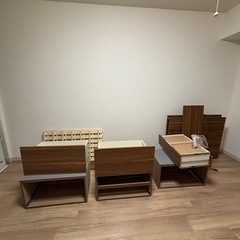 収納付き ベッド シングルベッド フレーム 引き出し ブラウンの画像