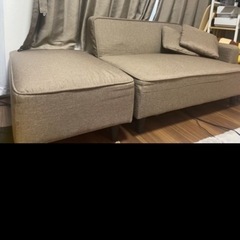 カウチソファ　2人がけ　オットマン付きの画像