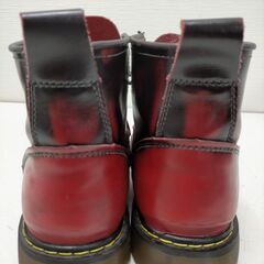 赤黒バイカラー レザーブーツ メンズ 8ホール系 THE ORIGINAL クリアソール ユーズド加工 編み上げ UK系 ファッション 古着系 個性派　251119-2Aの画像