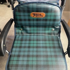 幸和製作所　ウォーキングステッキキャスター　スタンダードタイプ　301　チェックグリーン　手押し車　買い物カート　ショッピングカート　折りたたみ　中古　③の画像