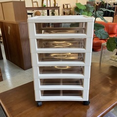 K2511-289 色付きクリアチェスト 6段 キャスター付き 書類ケース レターケース B4 深型 ホワイト キズ汚れ有り の画像