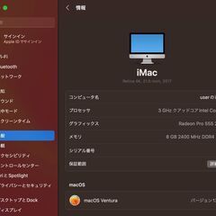 iMac（Retina 4K,21.5インチ,2017）HDD1TB/8GB〈MNDY2J/A〉⑤の画像