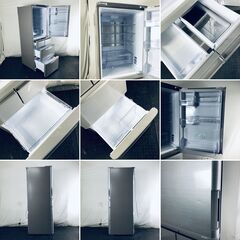 ID:rd24589 【自社配送エリア内限定】シャープ SHARP 冷蔵庫 ファミリー 中古 2018年製 5ドア 412L シルバー ファン式 両方開き SJ-W412D-S  【リユース品：状態A】【送料無料】【設置費用無料】の画像