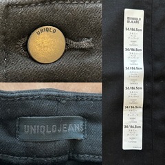 未使用ユニクロUNIQLOウルトラストレッチジーンズジーンズデニムパンツカジュアルパンツスラックスフルレングスボトムス長ずぼん長ズボンロングパンツblackブラック黒色綿ウエスト3486.5センチ股下約78センチ裾幅約15.5センチメンズmen’s男性用紳士の画像