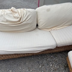 オットマン付きソファ3人掛けの画像