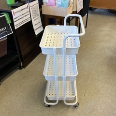 M2511-291 キャスター付き キッチンワゴン 3段 収納ワゴン ホワイト キズ汚れ有り の画像