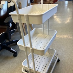 M2511-291 キャスター付き キッチンワゴン 3段 収納ワゴン ホワイト キズ汚れ有り の画像