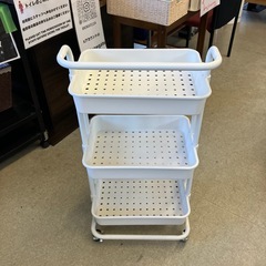 M2511-291 キャスター付き キッチンワゴン 3段 収納ワゴン ホワイト キズ汚れ有り の画像