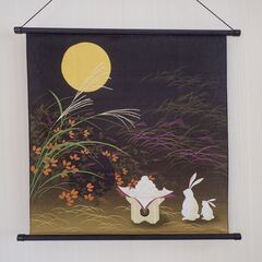 和風 布製タペストリー　４点セット ＜お正月、お月見、花火、こいのぼり＞　壁掛け インテリアの画像