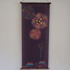 和風 布製タペストリー　４点セット ＜お正月、お月見、花火、こいのぼり＞　壁掛け インテリアの画像