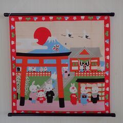 和風 布製タペストリー　４点セット ＜お正月、お月見、花火、こいのぼり＞　壁掛け インテリアの画像