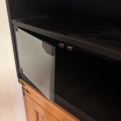 引渡29日以降土日限定　黒　テレビ下収納台　棚　ガラス扉　テレビ台　テレビボード　収納棚の画像