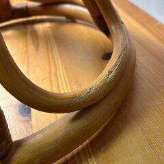 【B424】昭和レトロ　アンティーク　回転式　ラタン　スツール　椅子　腰掛けの画像